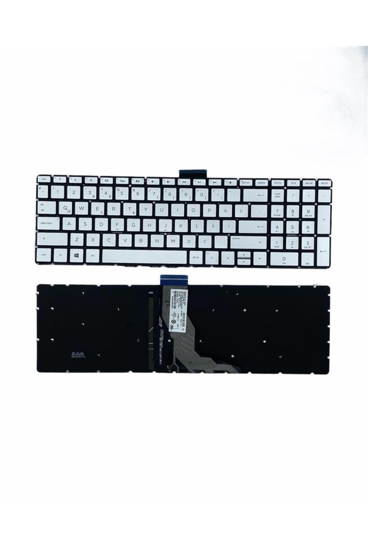 Hp ile Uyumlu 250 G6 (2UC26ES) I3-6006U, 250 G6 (2HG21ES) I5-7200U Işıklı Klavye Gümüş Gri TR
