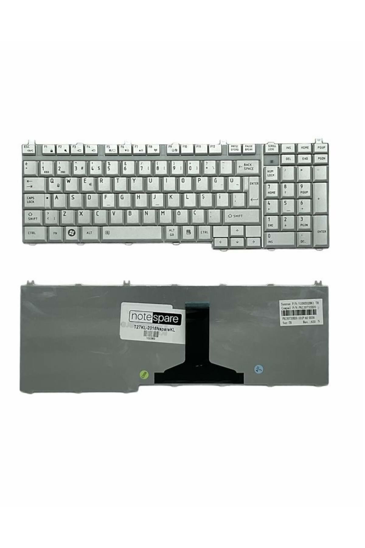 Toshiba ile Uyumlu Tecra T0017801A, V109252AS1 Notebook Klavye Gümüş Gri TR