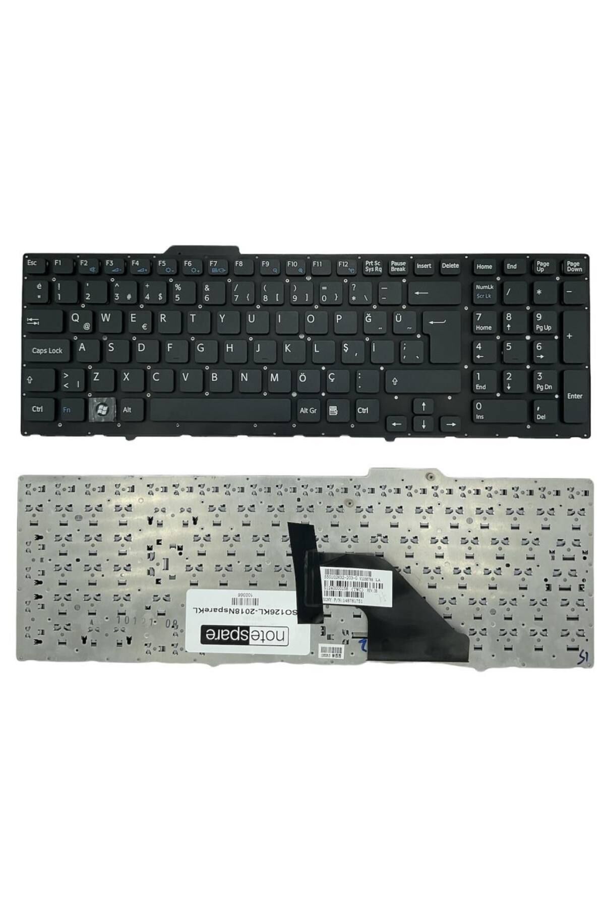 Sony ile Uyumlu Vaio VPCF12E1E, VPCF12E1R, VPCF12E4E, VPCF12F4E Notebook Klavye Siyah TR