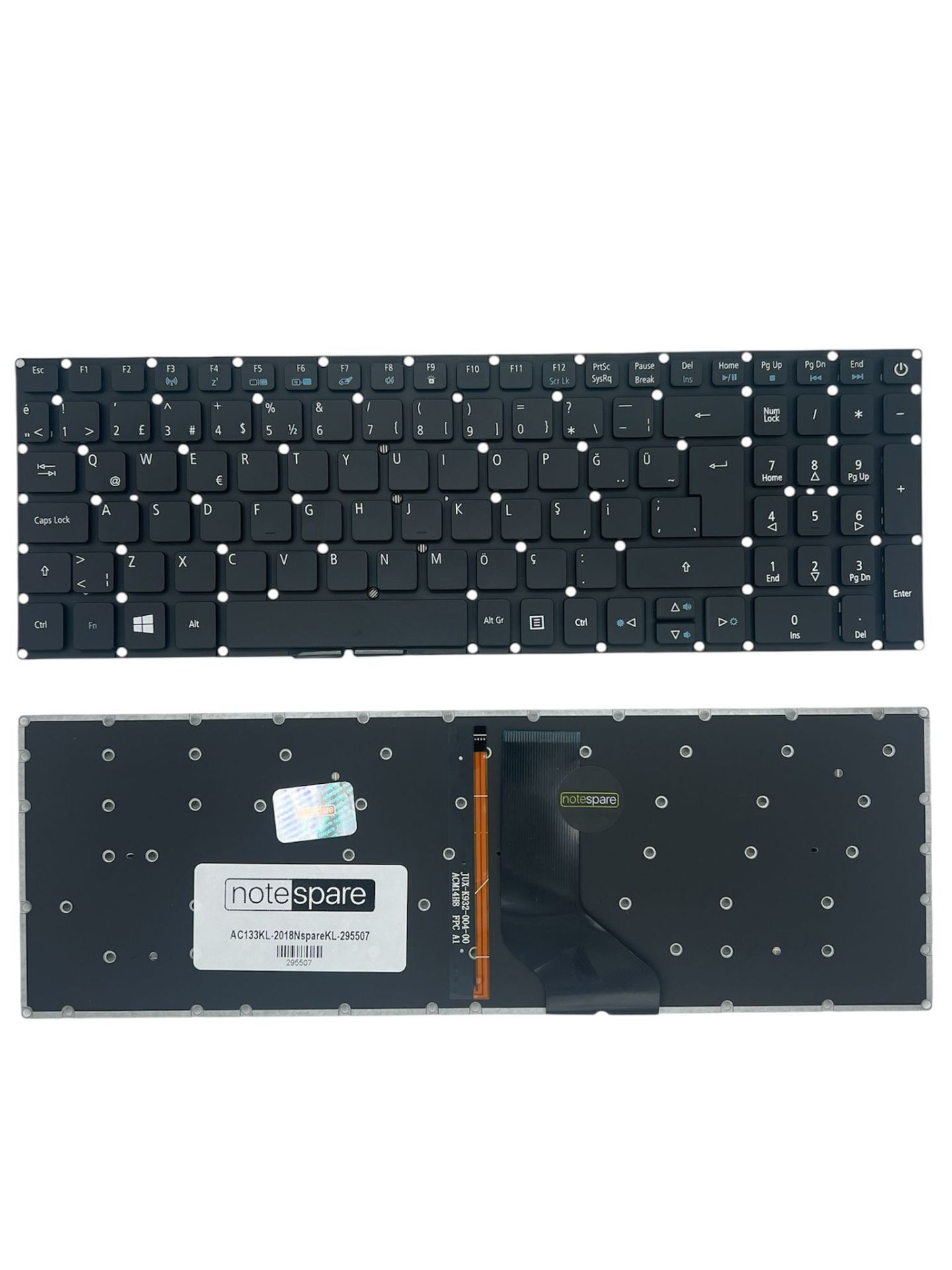 Acer ile Uyumlu Aspire 3 A315-53, 5 A515-41, 5 A515-51, 5 A517-51 Işıklı Klavye Siyah TR