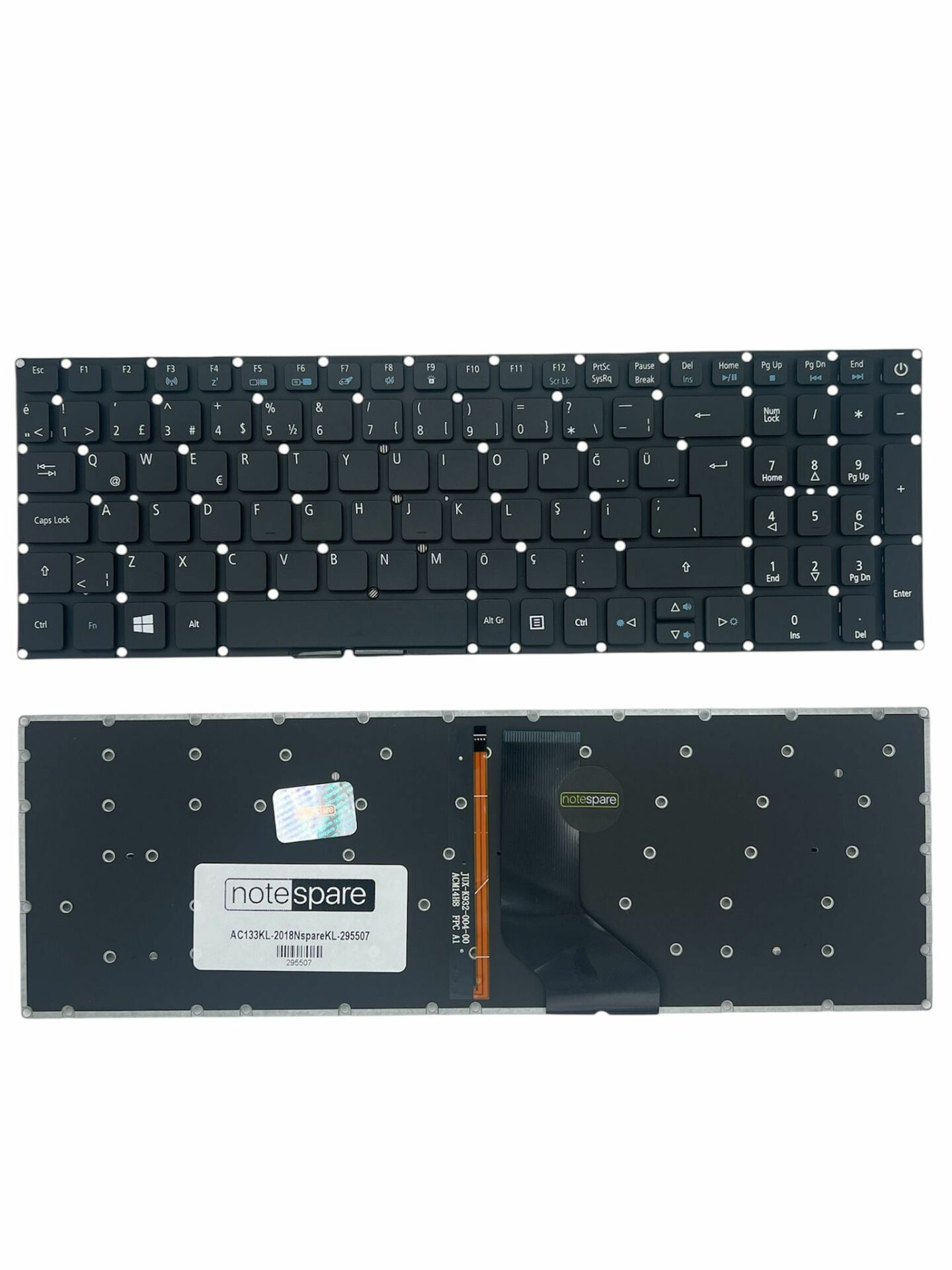 Acer ile Uyumlu Aspire ES1-523, ES1-524G, ES1-533G, ES1-572G Işıklı Klavye Siyah TR