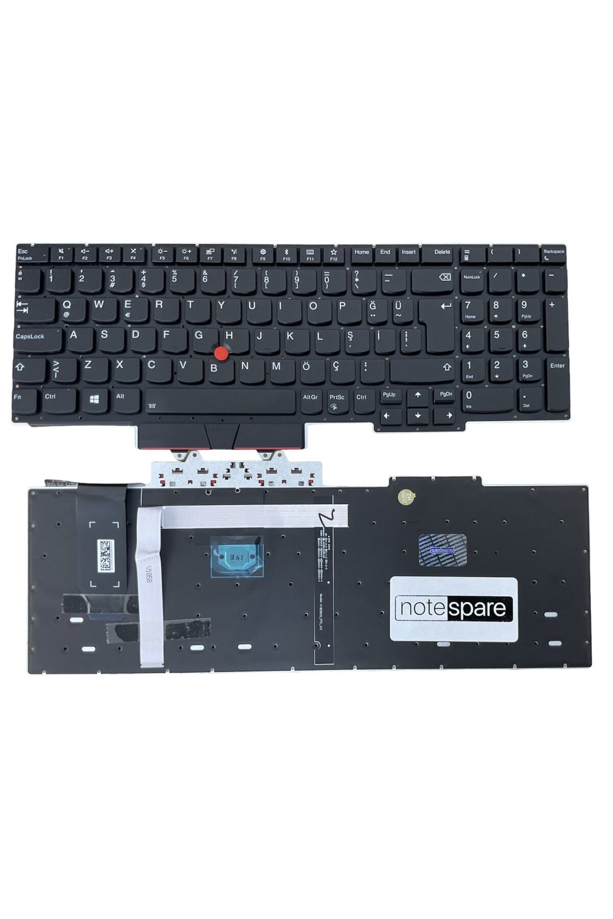 Lenovo ile Uyumlu Thinkpad E15 5M10V16895, E15 5M10V16916 Klavye Işıklı Siyah TR