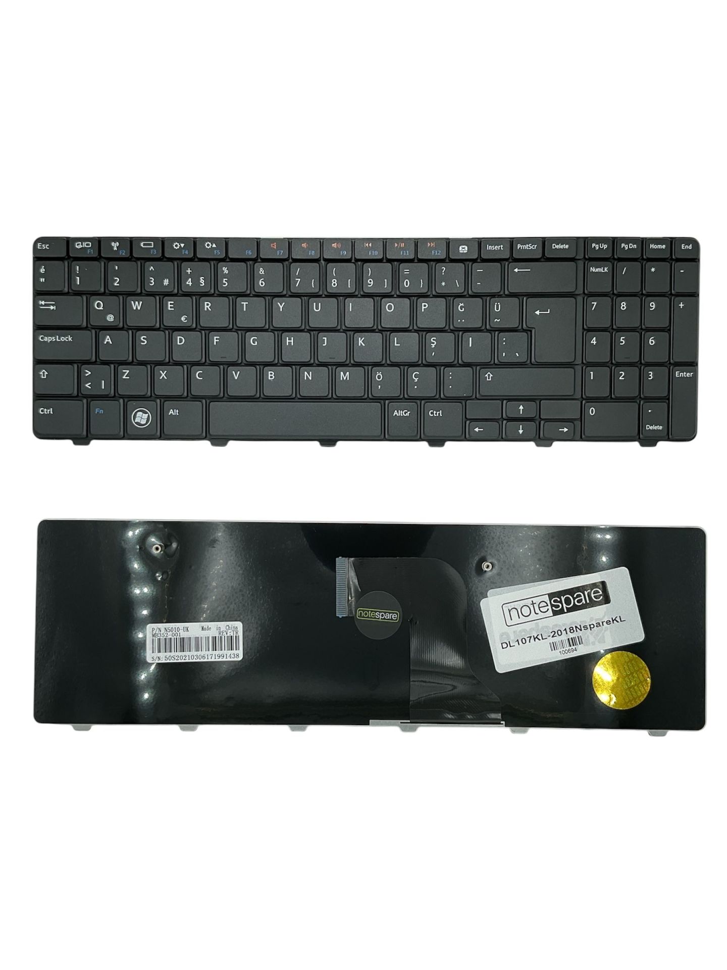 Dell ile Uyumlu Inspiron 5010 C37H33, 5010 C38F33, 5010 C43H43 Notebook Klavye Siyah TR