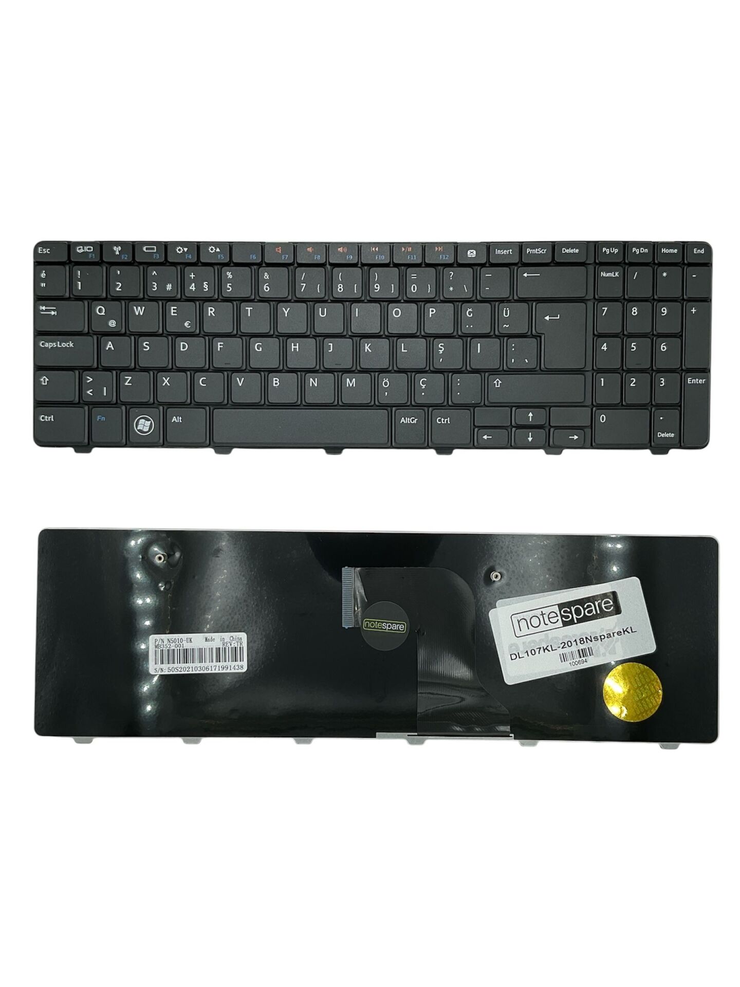 Dell ile Uyumlu Inspiron 5010 C48F43, 5010 C48H43, 5010 G37H33 Notebook Klavye Siyah TR