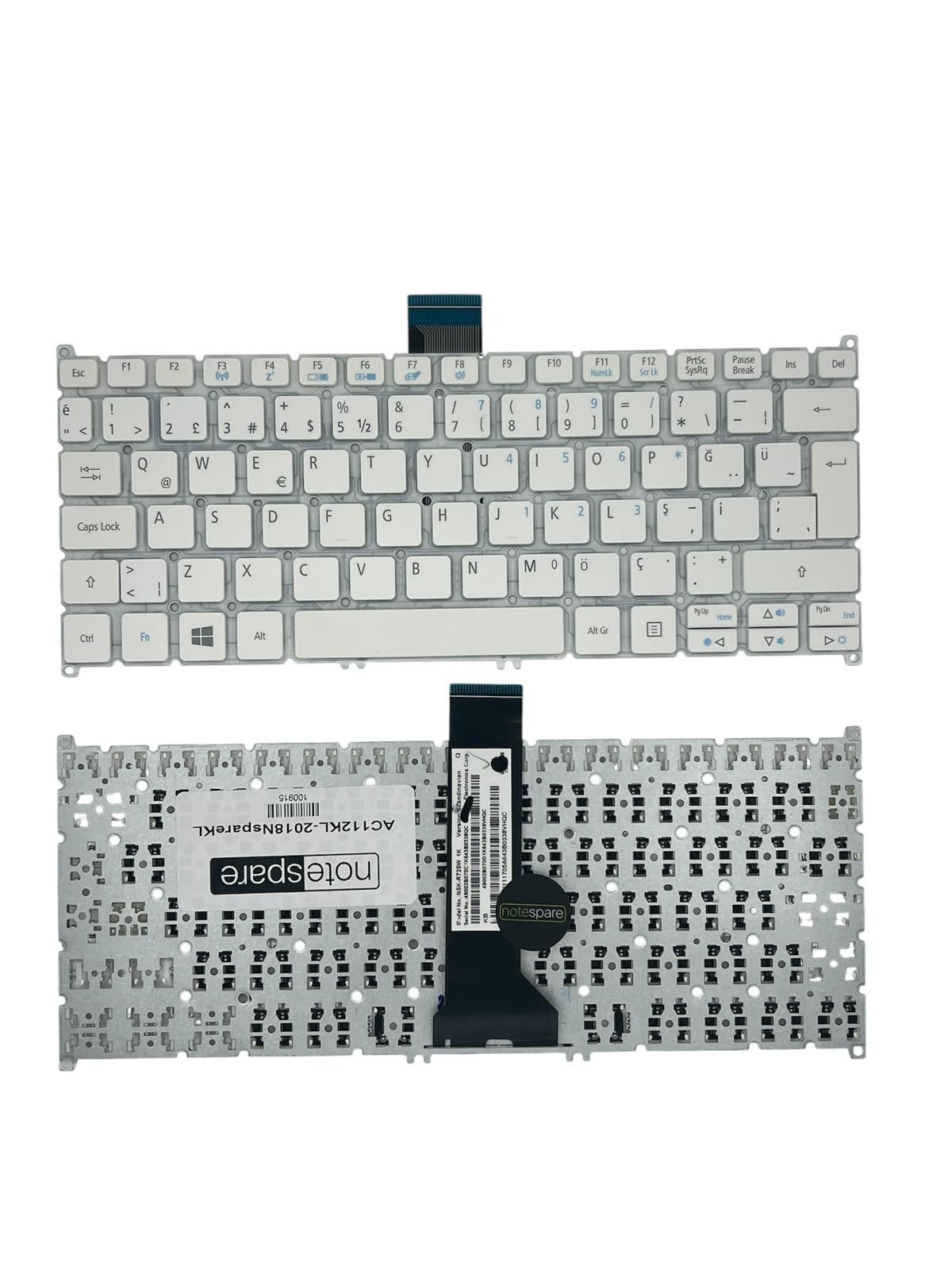 Acer ile Uyumlu NSK-R70SW 1, NSK-R71BW 1D Notebook Klavye Beyaz TR