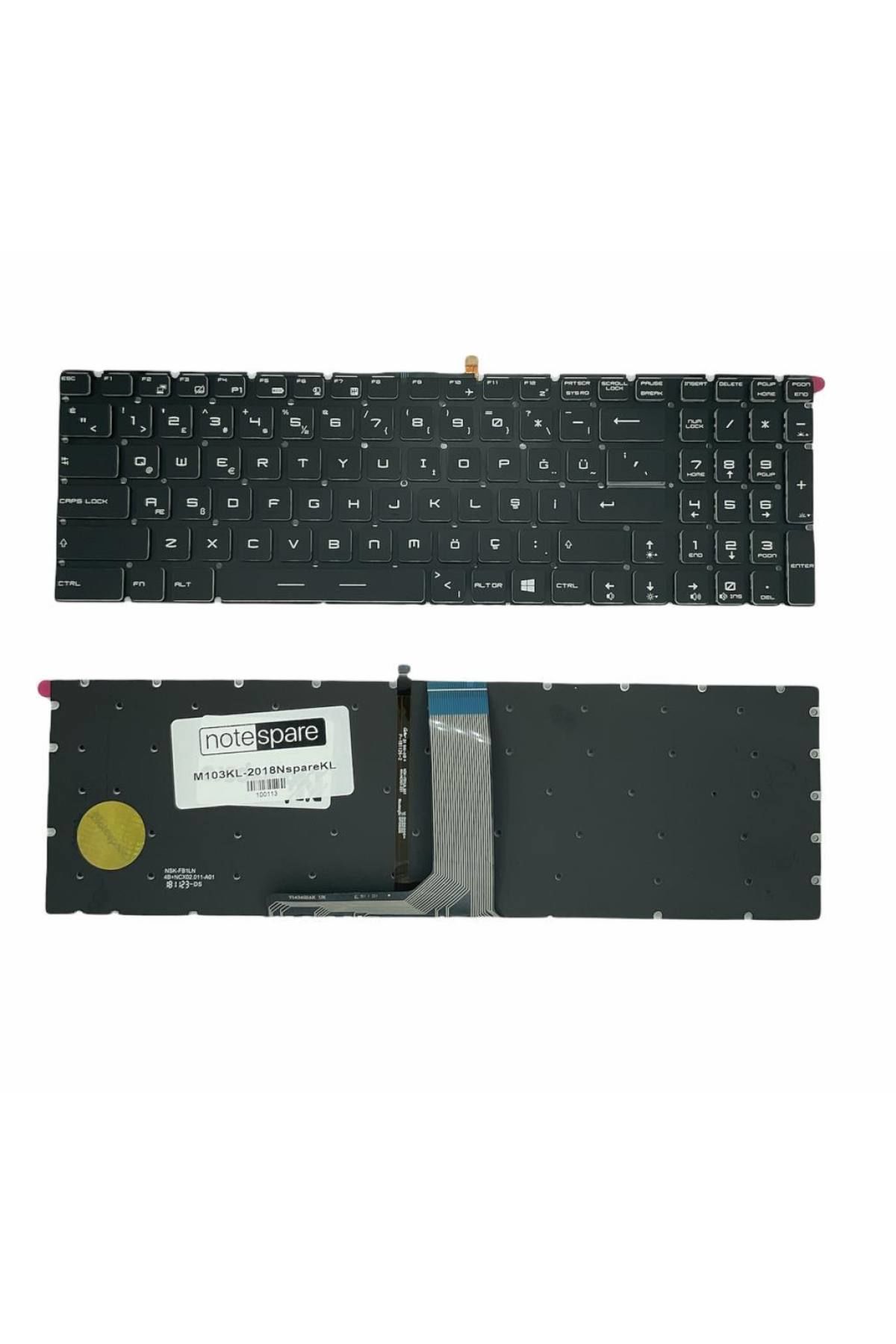 Msi ile Uyumlu GE72 (Apache Pro) 6QD-801XTR, GE72 2QC-411TR Apache Notebook Klavye Işıklı Siyah TR