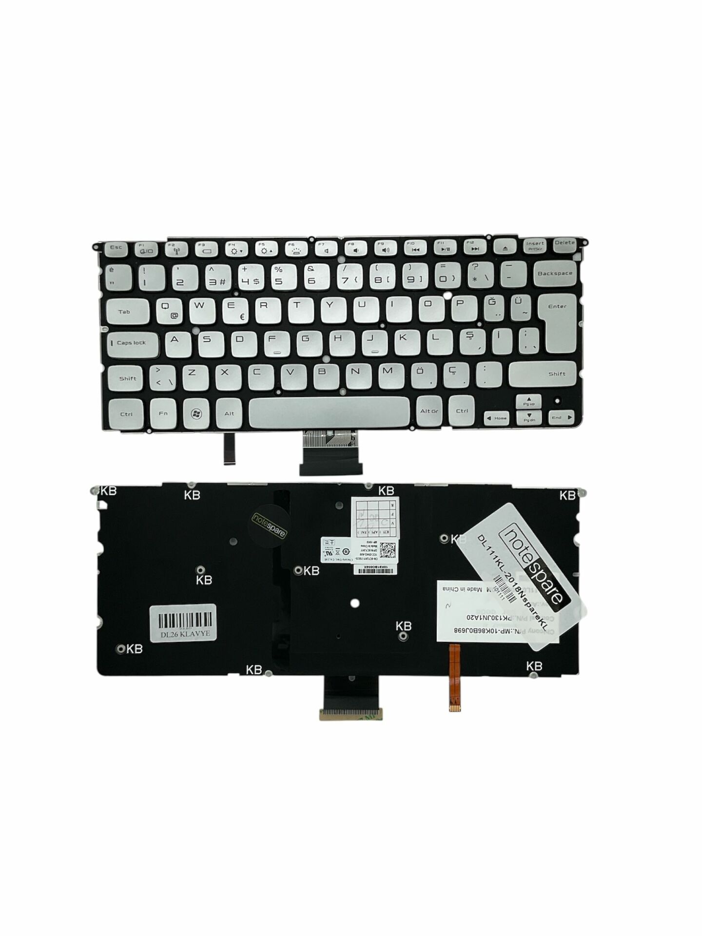 Dell ile Uyumlu XPS L511z Notebook Klavye Işıklı Gümüş Gri TR