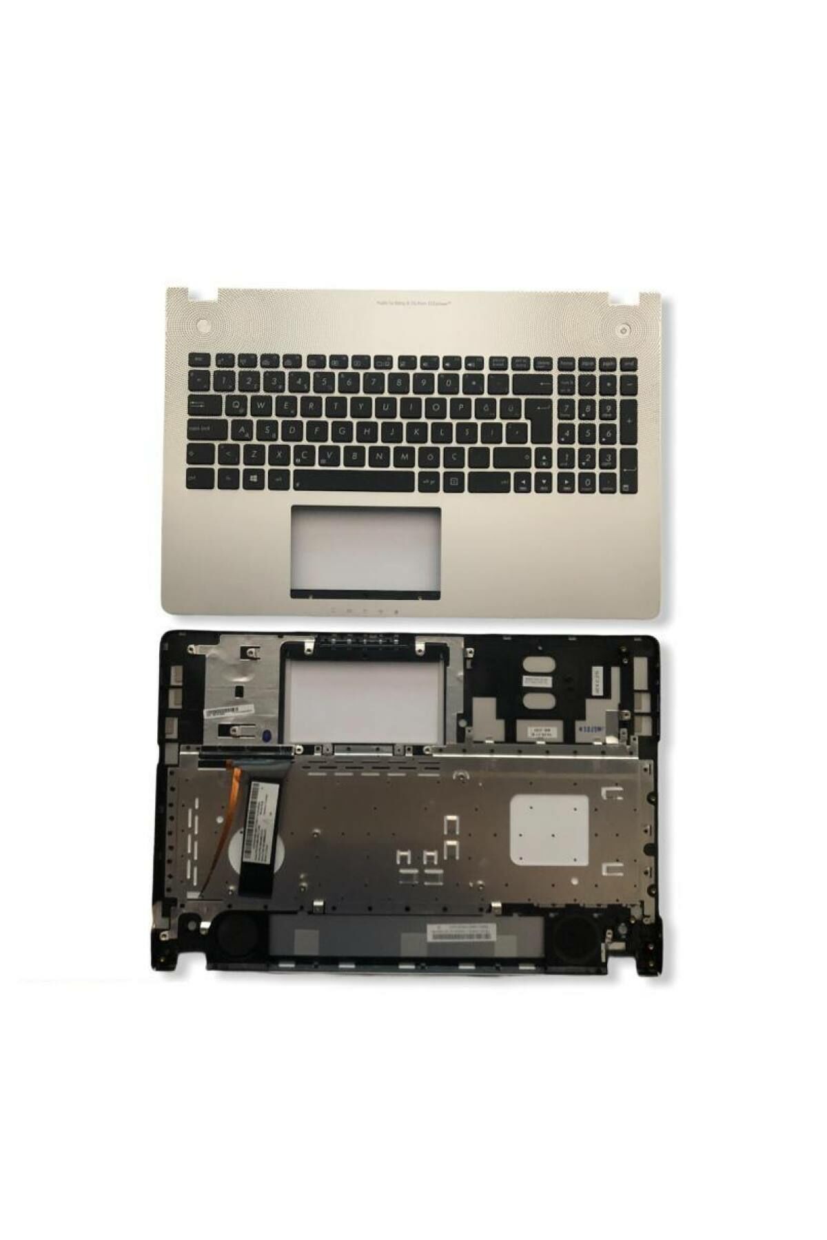 Asus ile Uyumlu N56JR, N56V, N56V8, N56VB, N56VJ, N56VM Gümüş Üst Kasa Işıklı Klavye Siyah TR