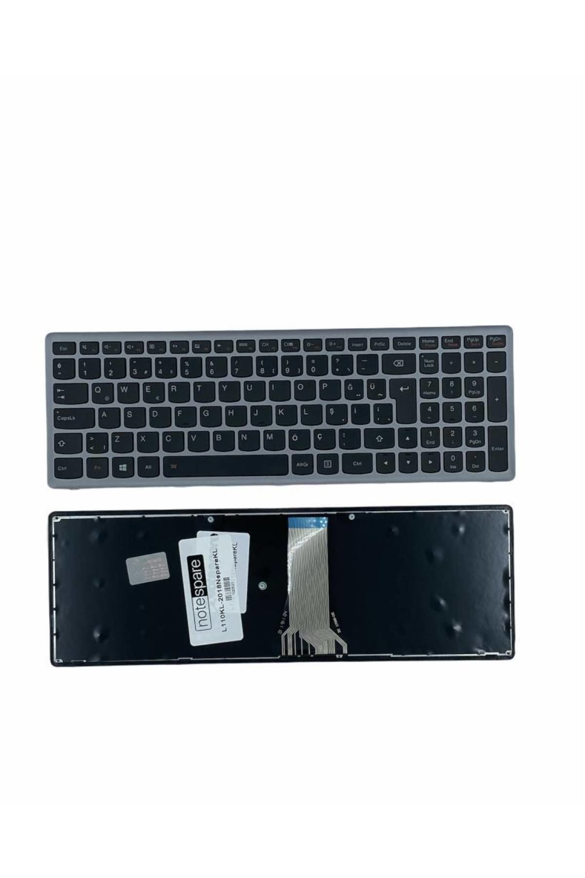 Lenovo ile Uyumlu Flex 15, Flex15AP-IFI, Flex15D Notebook Klavye Gümüş Gri TR