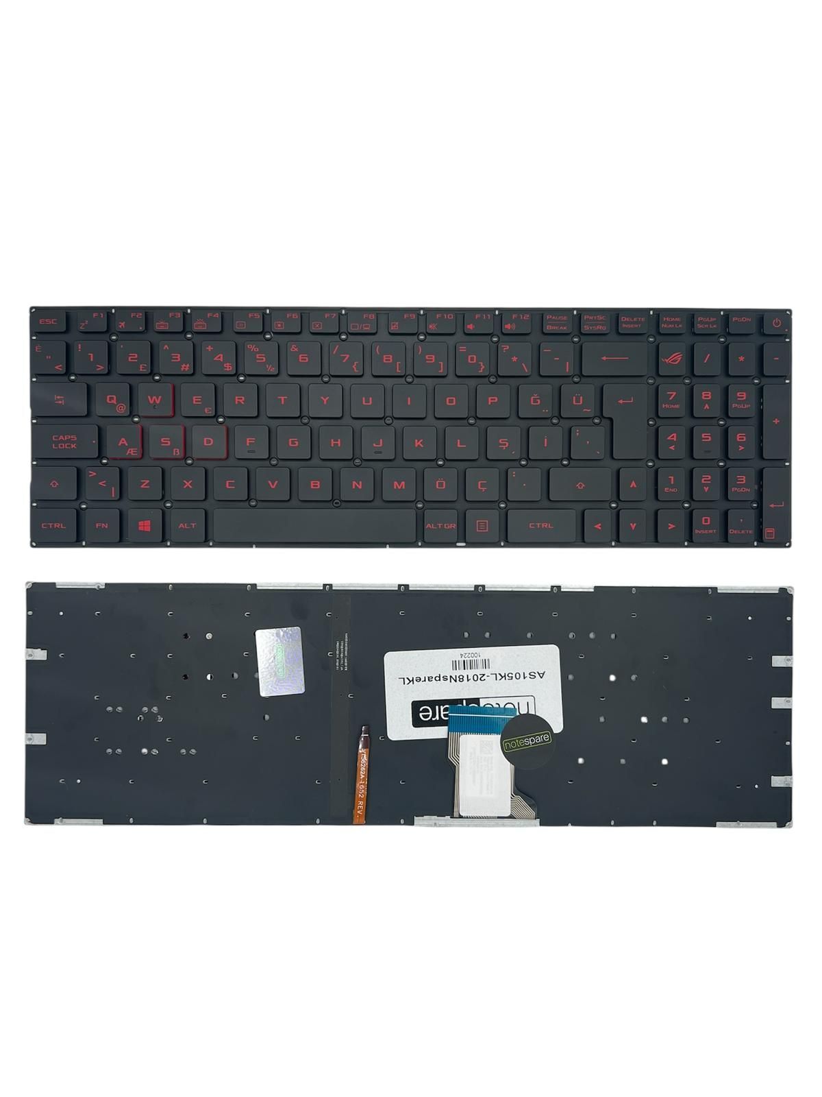 Asus ile Uyumlu GL502VT-DS71, GL502VT-FY034T Notebook Klavye Işıklı Siyah TR