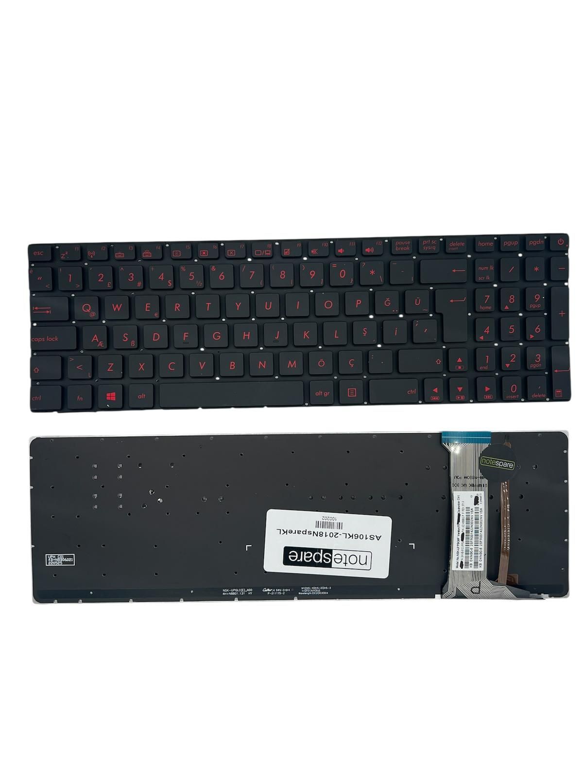 Asus ile Uyumlu 0KNB0-662BTU000, 0KNB0-662BUI00, 0KNB0-662BUS00 Notebook Klavye Işıklı Siyah TR