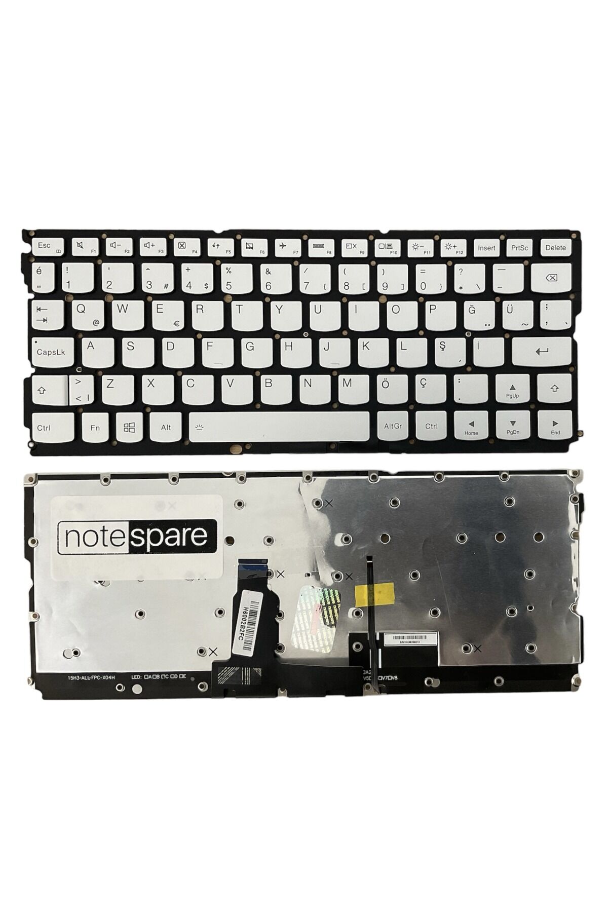 Lenovo ile Uyumlu Xiaoxin Air 12 Notebook Klavye Işıklı Gümüş Gri TR
