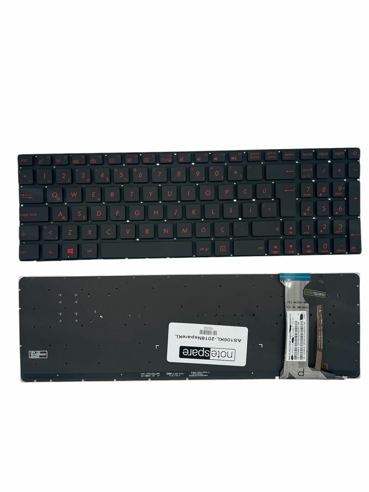 Asus ile Uyumlu Rog GL552VW, GL552VX, GL752VWM, GL771JW Notebook Klavye Işıklı Siyah TR