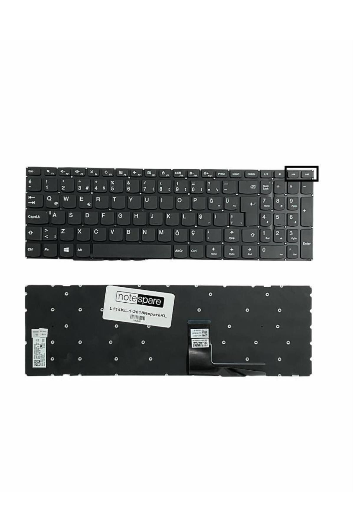 Lenovo ile Uyumlu IdeaPad 80SN, 80ST, 80SV Notebook Klavye Siyah Power Tuşsuz Versiyon TR