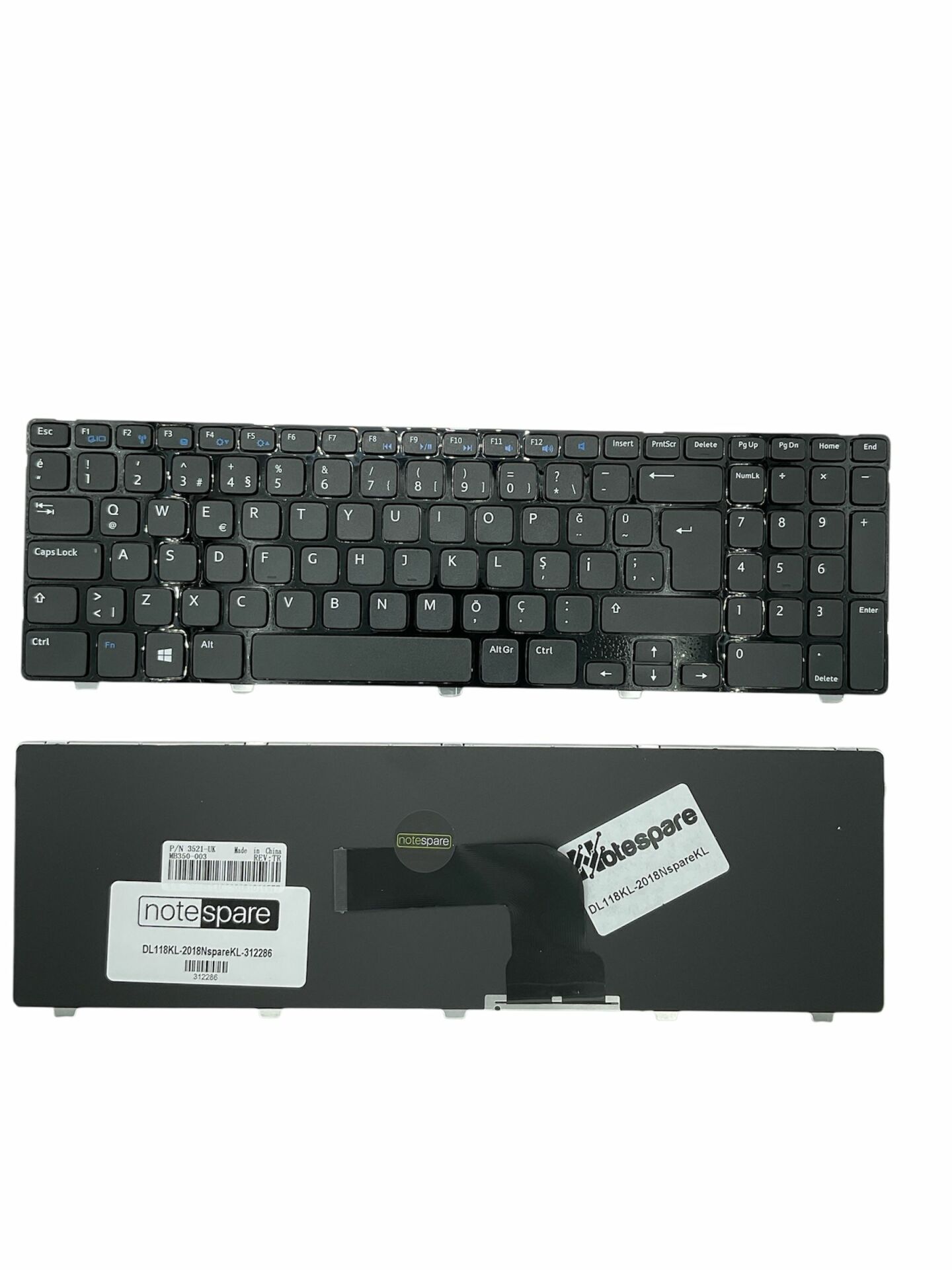 Dell ile Uyumlu Inspiron 3521 B00F23C, 3521 B00W23C, 3521 B22W45C Notebook Klavye Siyah TR