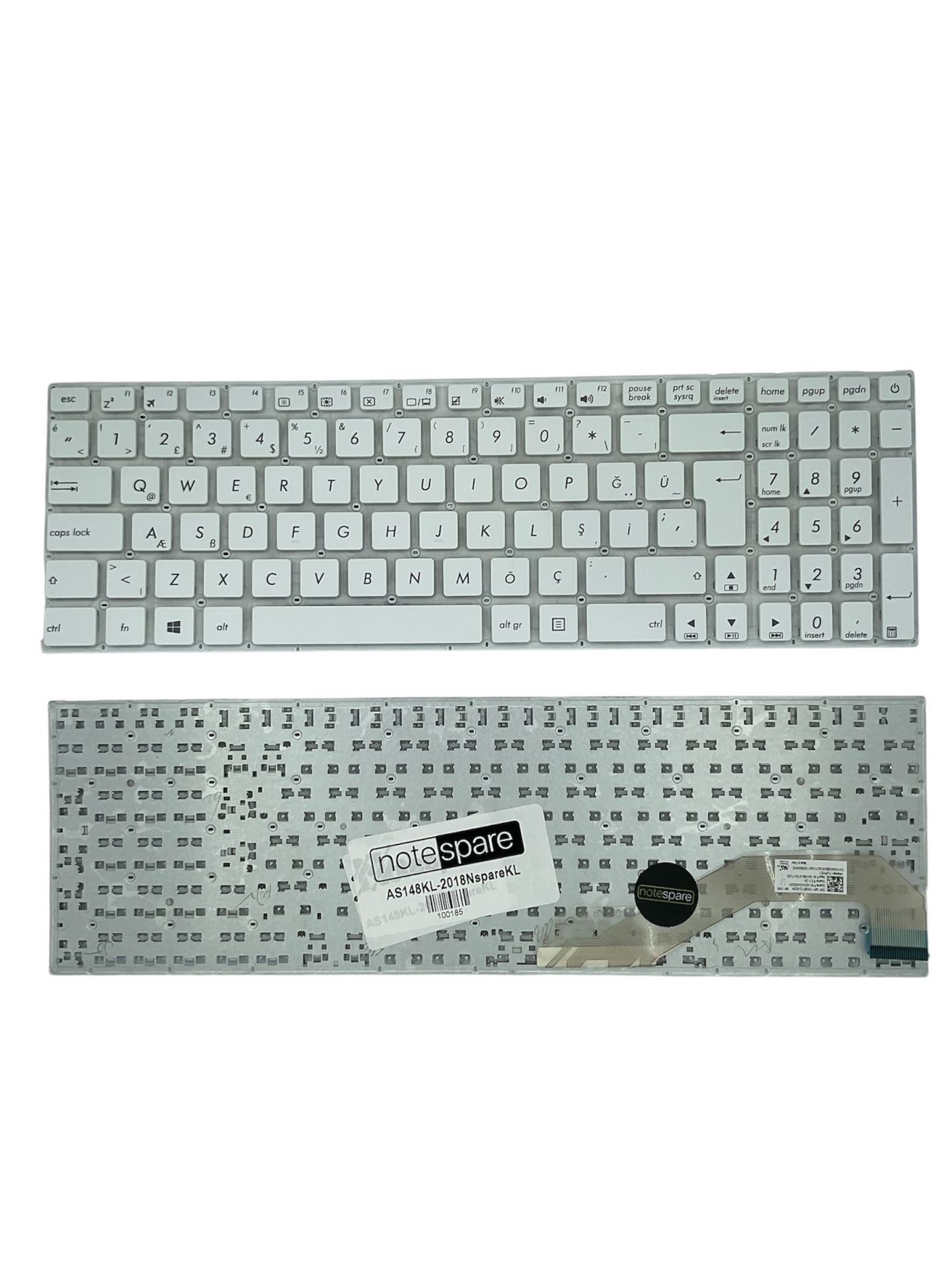 Asus ile Uyumlu VivoBook 15 X540UA-DM911A26, 15 X540UA-DM911A3 Notebook Klavye Beyaz TR