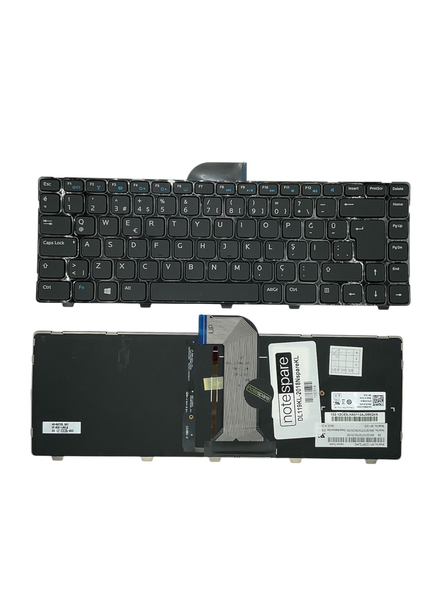 Dell ile Uyumlu Inspiron 14R-N3421, 14R-N3437, 14R-N5421 Notebook Klavye Işıklı Siyah TR