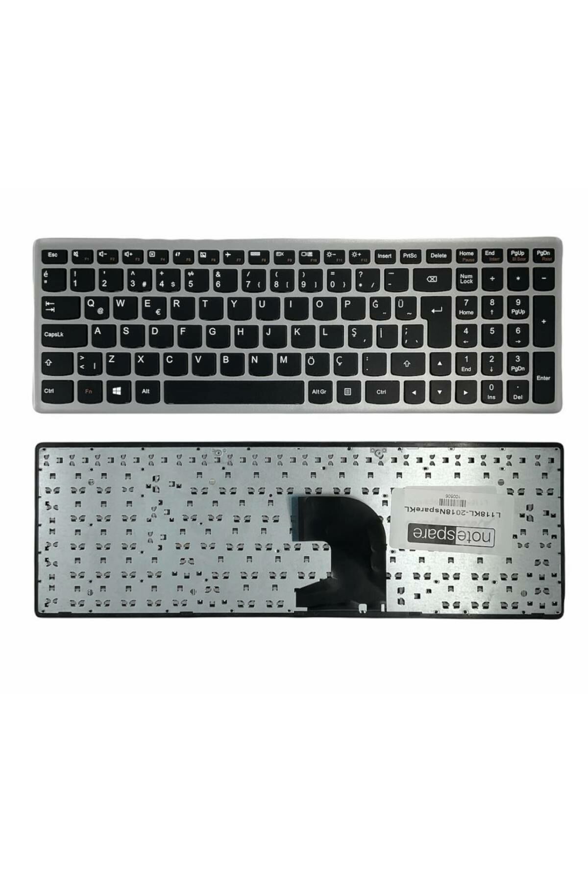Lenovo ile Uyumlu IdeaPad Z500 59-352523 Notebook Klavye Siyah Gri Çerçeveli TR
