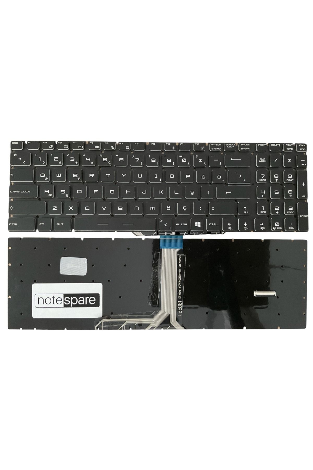 Msi ile Uyumlu NSK-FB1BN Notebook Klavye Işıklı Siyah TR RGB Kontrollü Versiyon