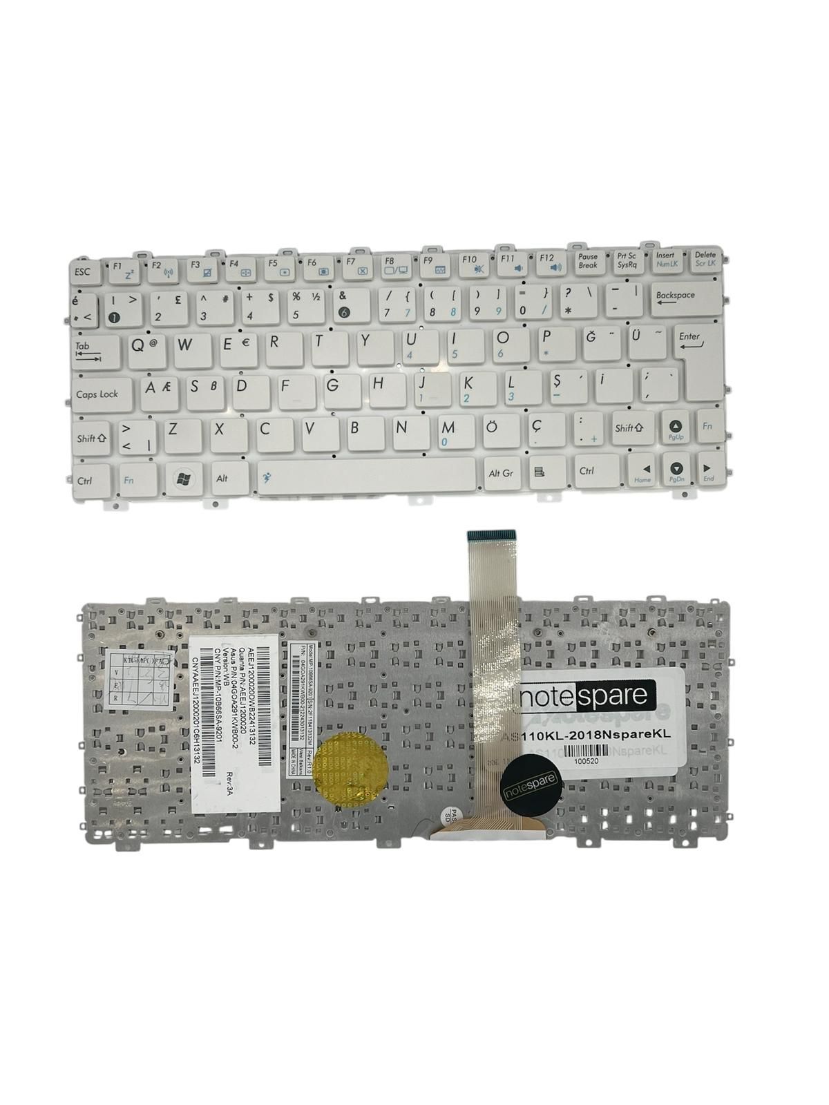 Asus ile Uyumlu 04GOA291KTU00-1, 04GOA291KTU00-2, 04GOA291KUS00-2 Notebook Klavye Beyaz TR
