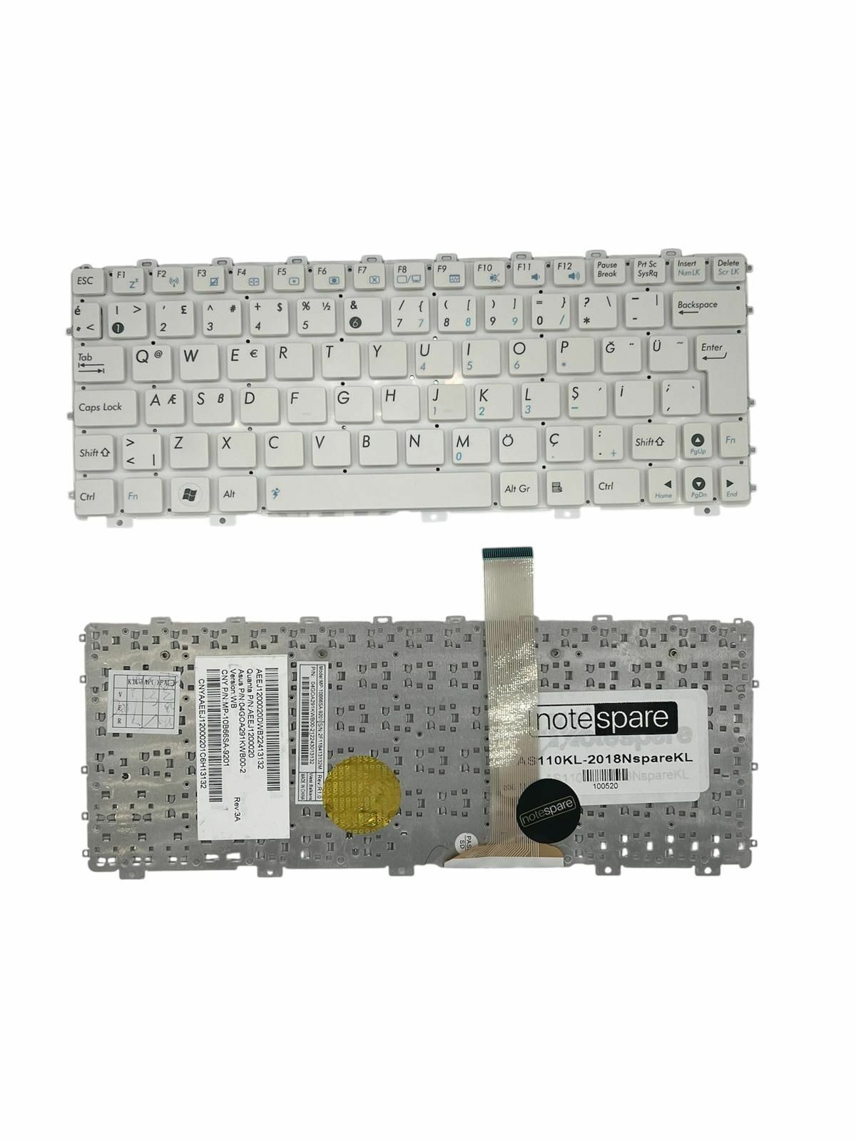 Asus ile Uyumlu Eee Pc 1015BX-BLK271S, 1015BX-WHI058W, 1015BX-WHI114S Notebook Klavye Beyaz TR