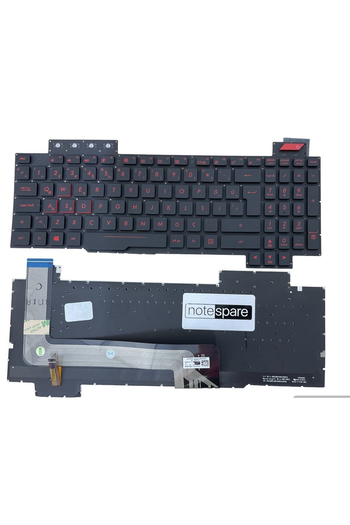 Asus ile Uyumlu Rog FX503VD, FX503VM Notebook Klavye Işıklı Siyah TR