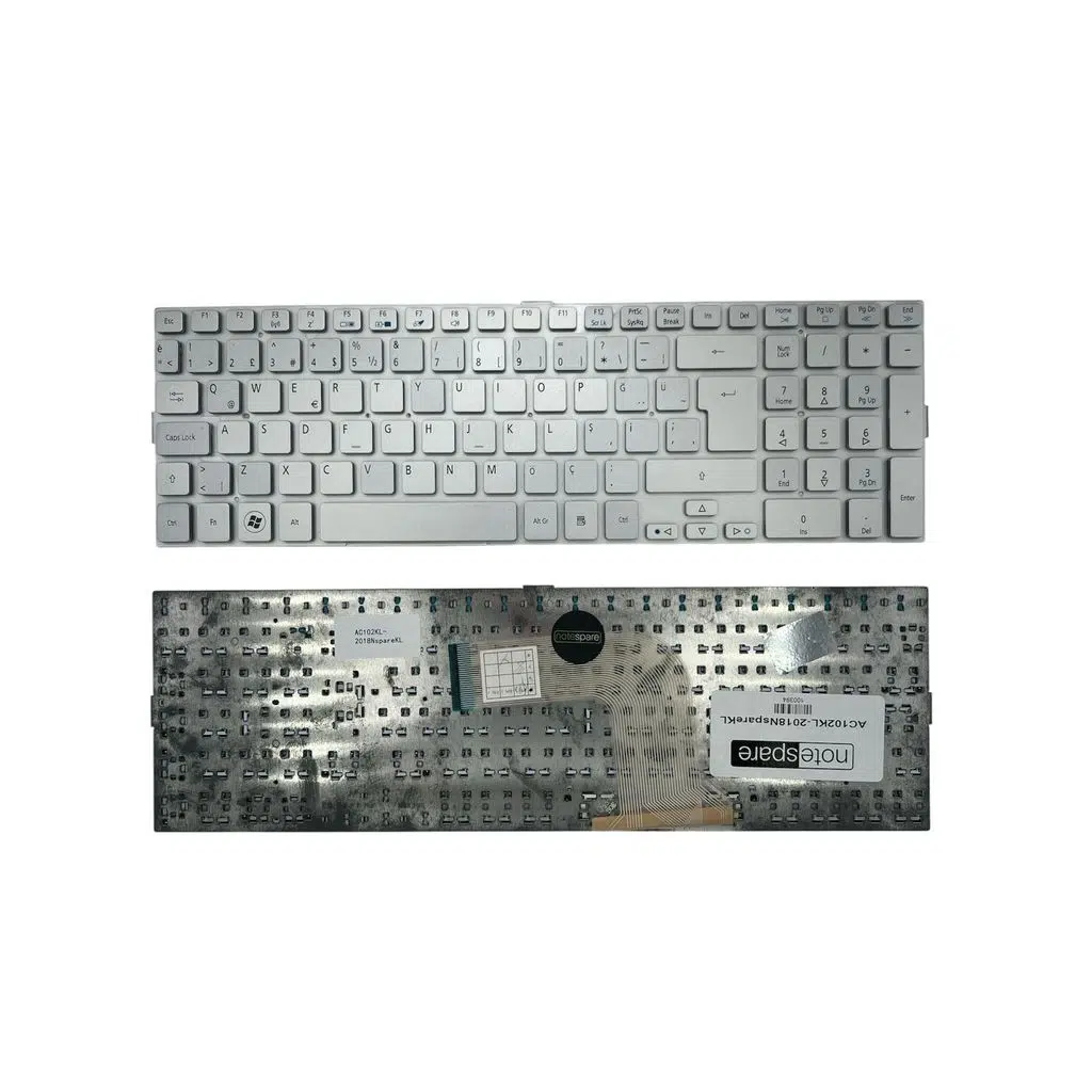 Acer ile Uyumlu MP-09N63U46920, MP-09N66CU6920 Notebook Klavye Gümüş Gri TR