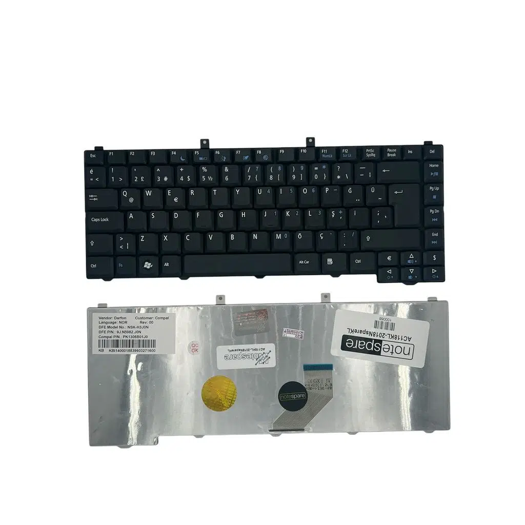 Acer ile Uyumlu PK13ZHU02R0, PK13ZHU03R0, PK13ZYU0900, V032102AK1 Notebook Klavye Siyah TR
