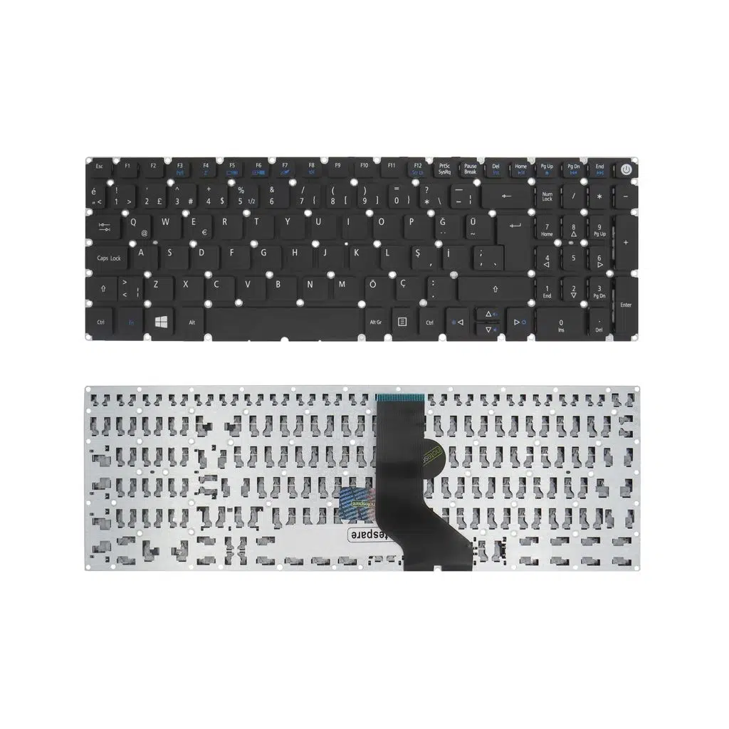 Acer Uyumlu Aspire 3 A315-21G-966A, 3 A315-21G-96JV, 3 A315-32-C1M1, 3 A315-32-C7DT Klavye TR - Siyah