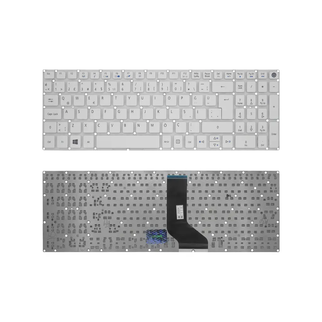 Acer Uyumlu Aspire ES1-533-P62R, ES1-533-P635, ES1-533-P6AX, ES1-533-P6DG Klavye TR - Beyaz