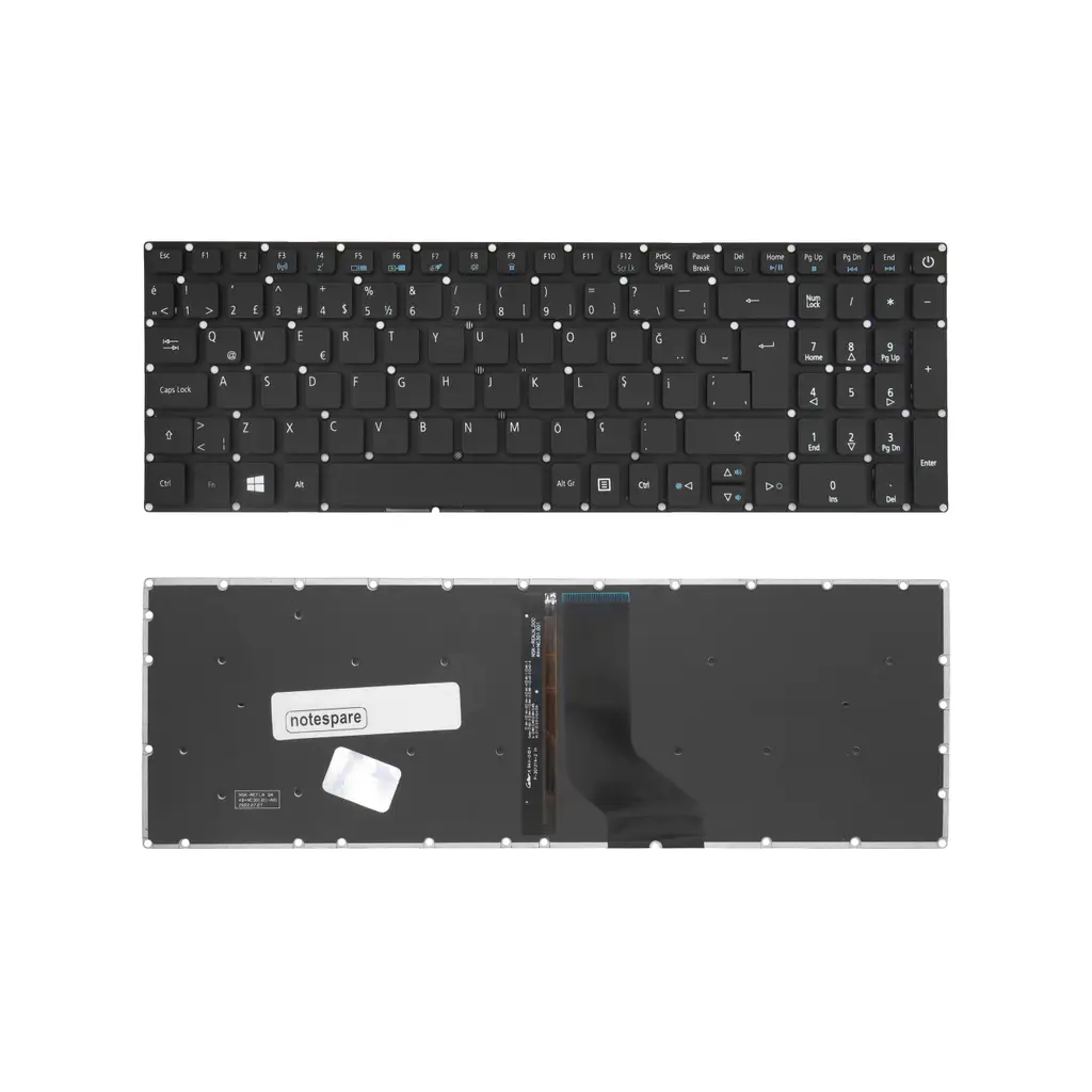 Acer Uyumlu Aspire F5-573, F5-573G, F5-573T, F5-771, F5-771G Klavye TR - Işıklı Siyah