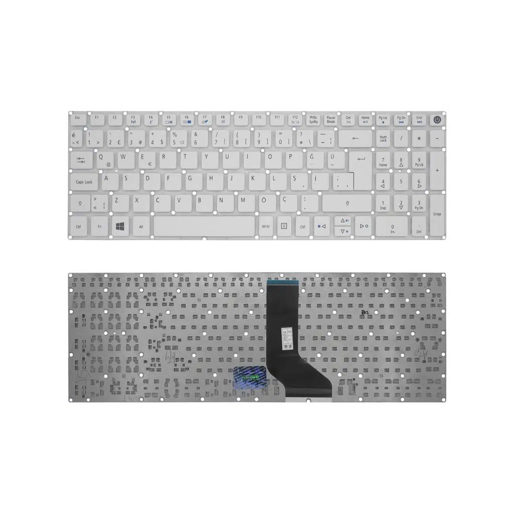 Acer Uyumlu Aspire NX.GYBEX.021, NX.GYBEX.025, NX.GYBEX.034, NX.GYBEY.004 Klavye TR - Beyaz