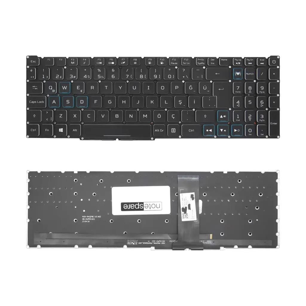 Acer Uyumlu Predator Helios 300 PH317-53-79Y1, PH317-54-5105 Klavye TR - RGB Işıklı - Mavi Tuşlu
