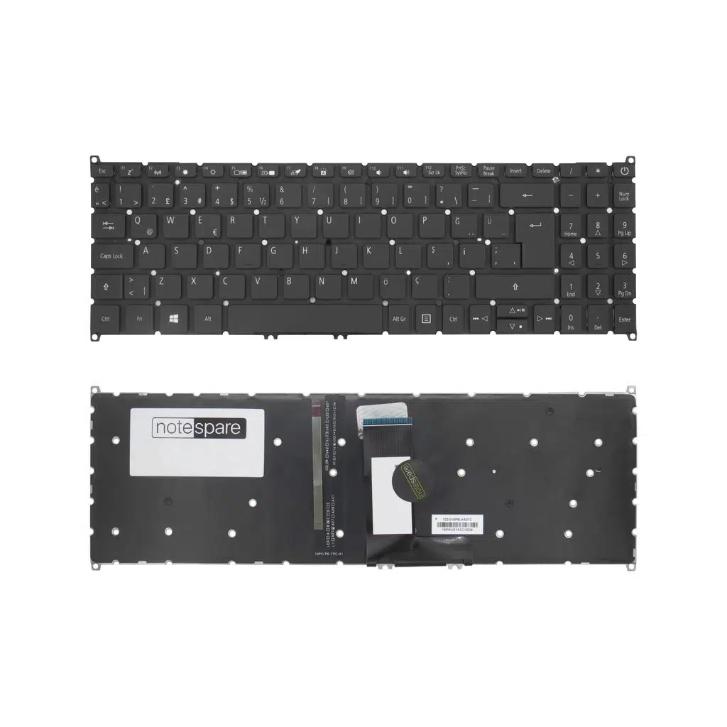 Acer Uyumlu Swift 3 SF315-52, 3 SF315-52G, 3 SF315-54, 3 SF315-54G Klavye TR - Işıklı Siyah
