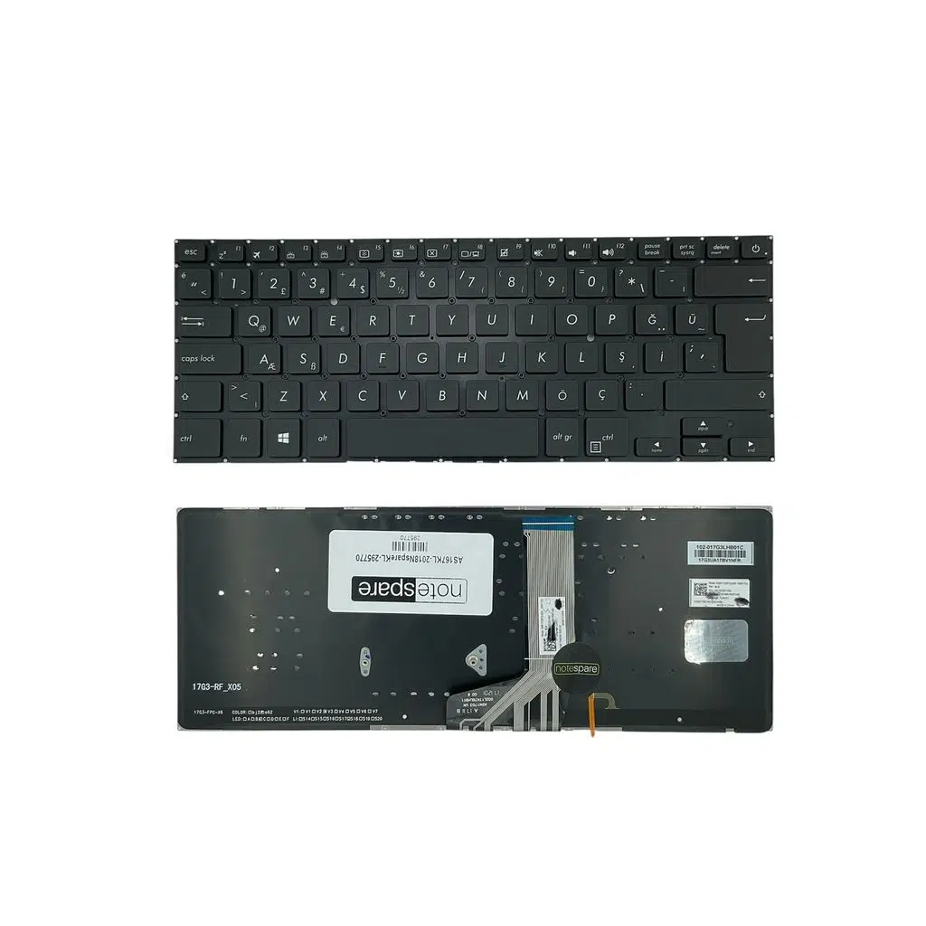 Asus ile Uyumlu Vivobook S14 S410, S14 S410U, S14 S410UQ Notebook Klavye Işıklı Siyah TR