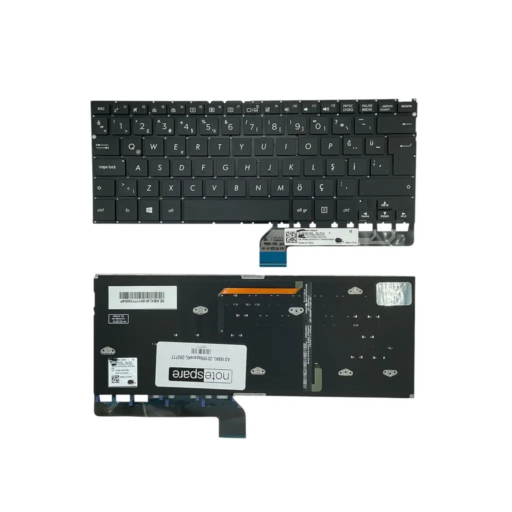 Asus ile Uyumlu Zenbook Flip NSK-WB90Q Notebook Klavye Işıklı Siyah TR