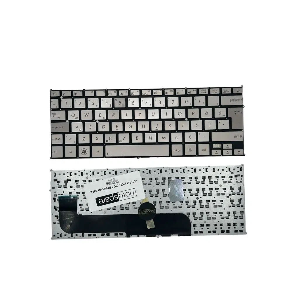 Asus ile Uyumlu Zenbook UX21E-KX002V, UX21E-DH52, UX21E-DH71 Notebook Klavye Gümüş Gri TR