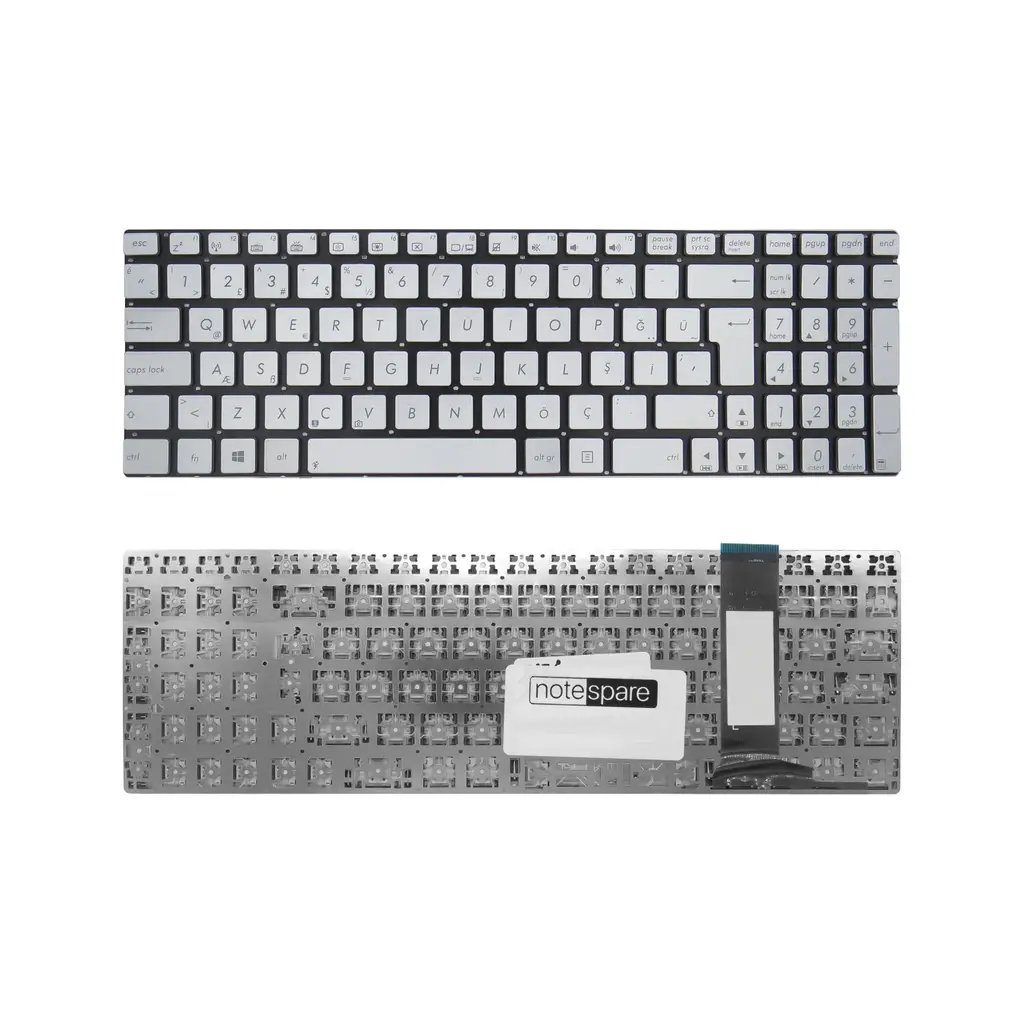 ASUS Uyumlu N76VB-T4079H, N76VB-T4161H Klavye TR - Gümüş Gri