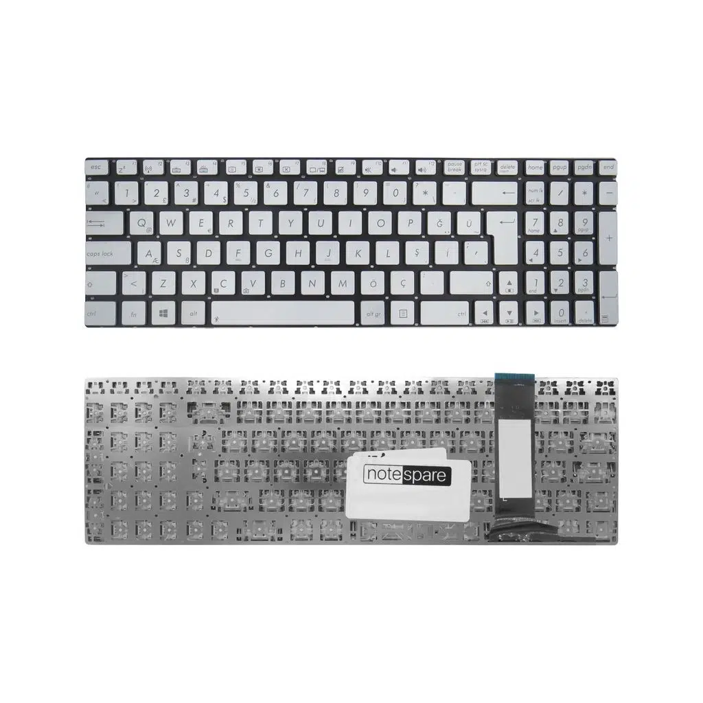 ASUS Uyumlu N76VZ-V2G-T1241H, N76VZ-V2G-T1263H Klavye TR - Gümüş Gri