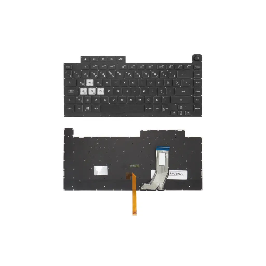 ASUS Uyumlu ROG Strix G G531GD, G531GT, G531GU, G531GV, G531GW Klavye TR - 16 Pin Versiyon Işıklı Siyah
