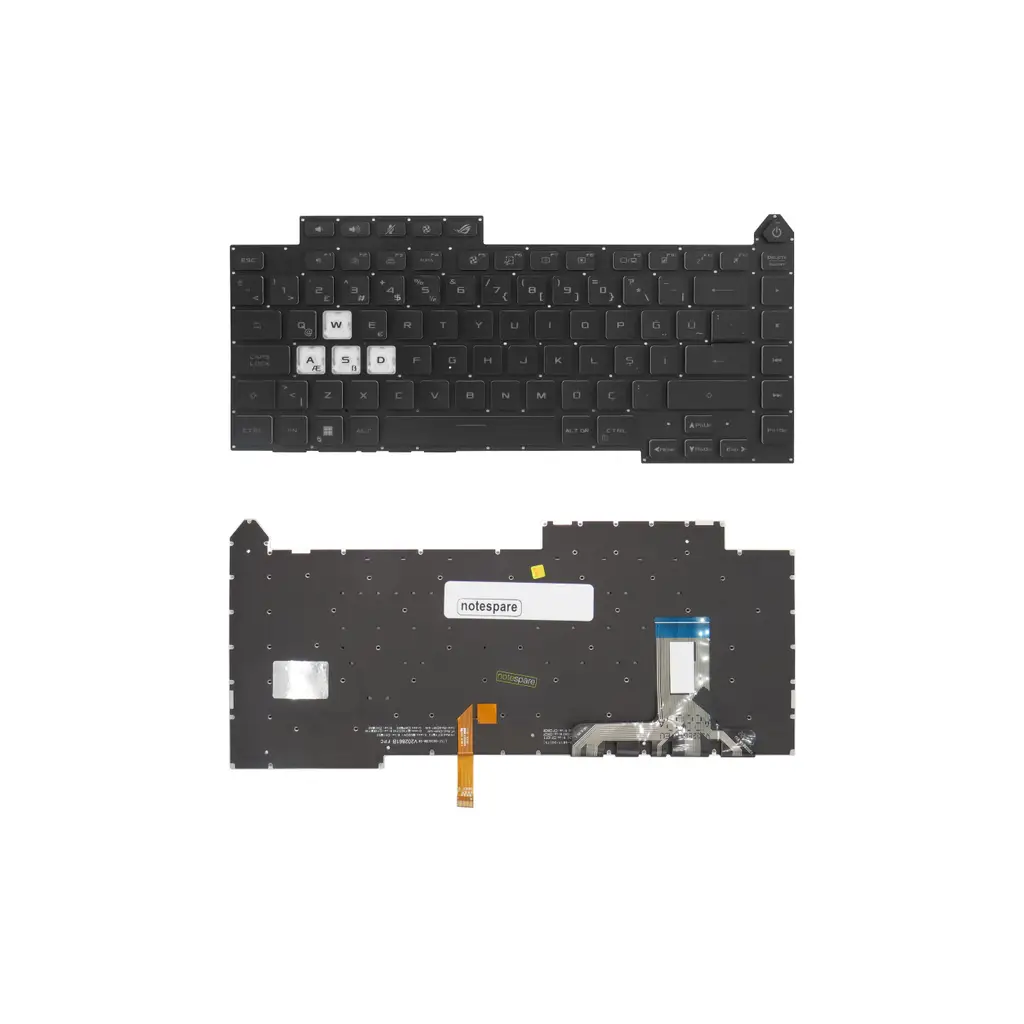 ASUS Uyumlu ROG Strix G15 G513IC-HN003T, G15 G513IC-HN004 Klavye TR - Versiyon 1 - RGB Işıklı Siyah