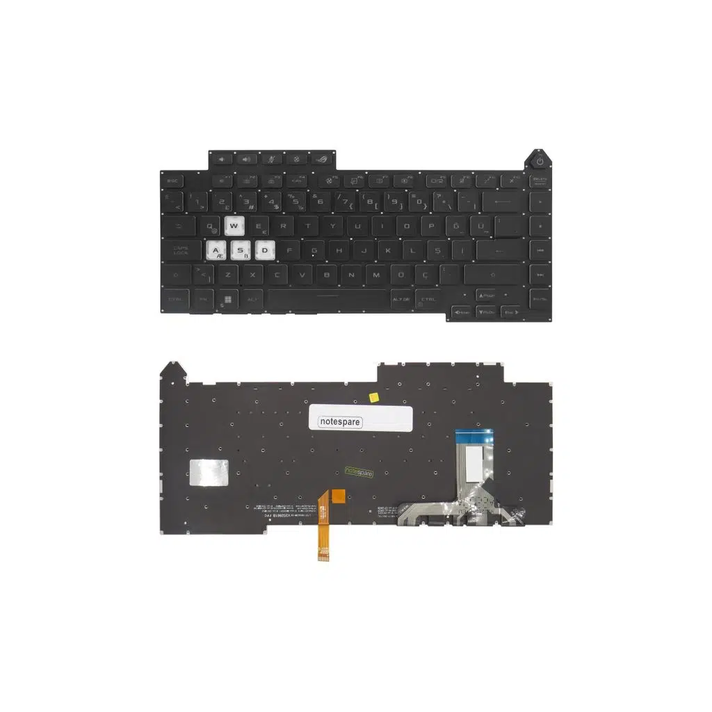 ASUS Uyumlu ROG Strix G15 G513RC-HN219W-GAMING Klavye TR - Versiyon 1 - RGB Işıklı Siyah