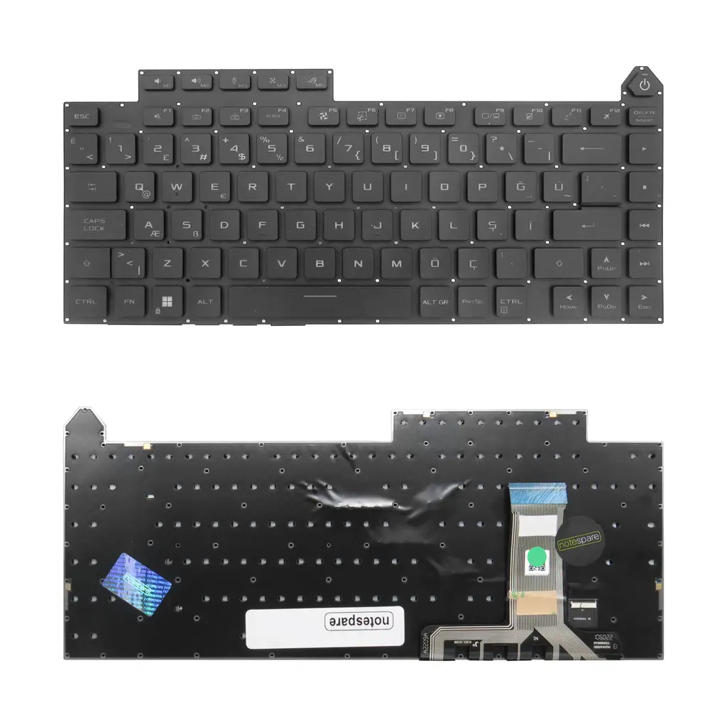 ASUS Uyumlu ROG Strix G16 G614JIR, G16 G614JU, G16 G614JV Klavye TR - RGB Per-Key Işıklı Siyah