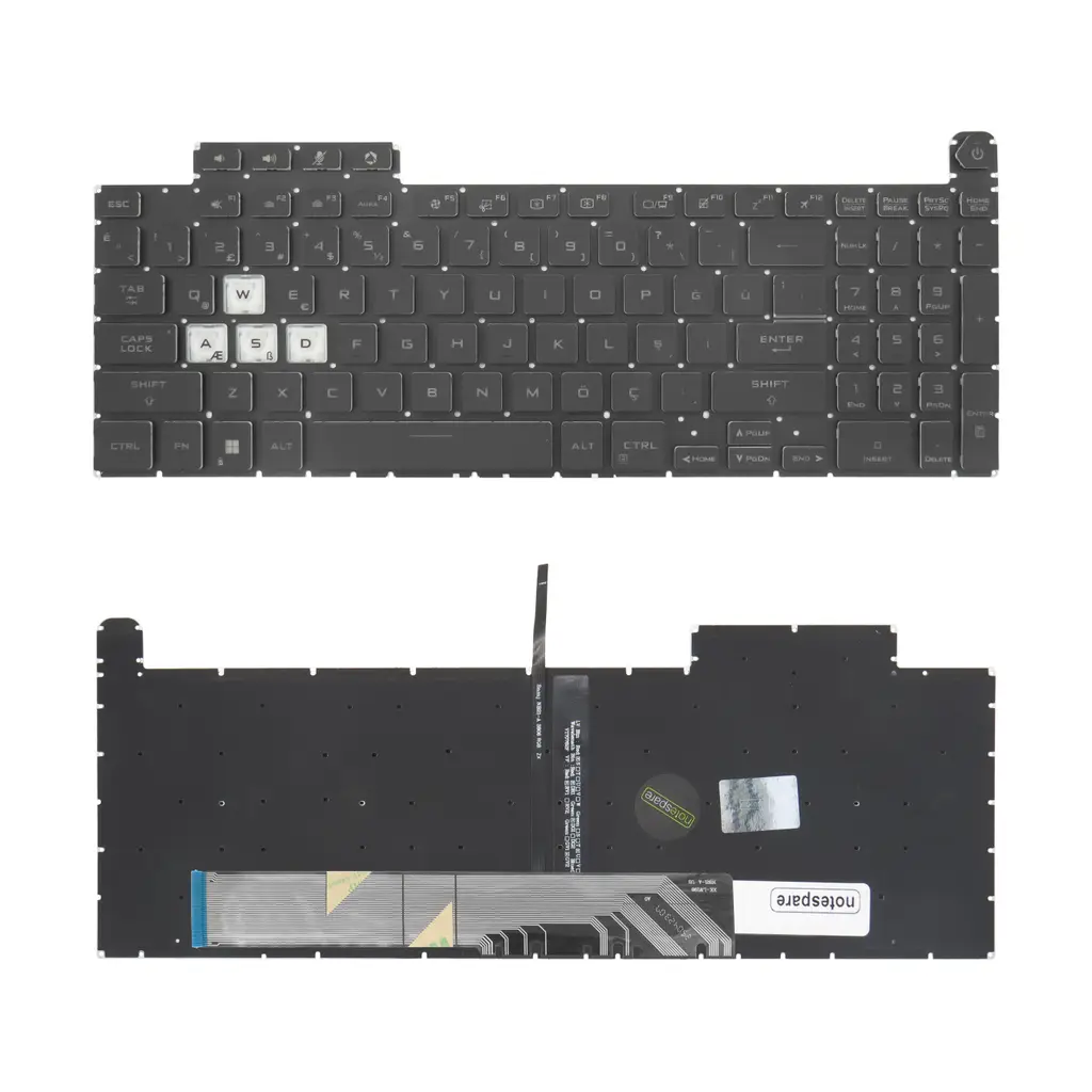 ASUS Uyumlu TUF Gaming F15 FX507ZC4-HN104W, F15 FX507ZC4-HN105W Klavye TR - RGB Işıklı - Siyah