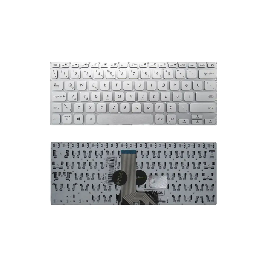 Asus Uyumlu Vivobook 14 X415EA-EB1359W, 14 X415EA-EB1360W, 14 X415EA-EB512 Klavye TR - Gümüş Gri