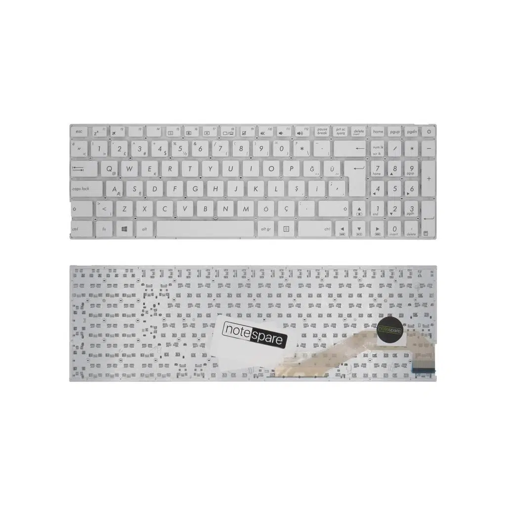 ASUS Uyumlu VivoBook 15 X540NA-DM181T, 15 X540NA-GO001T Klavye TR - Beyaz