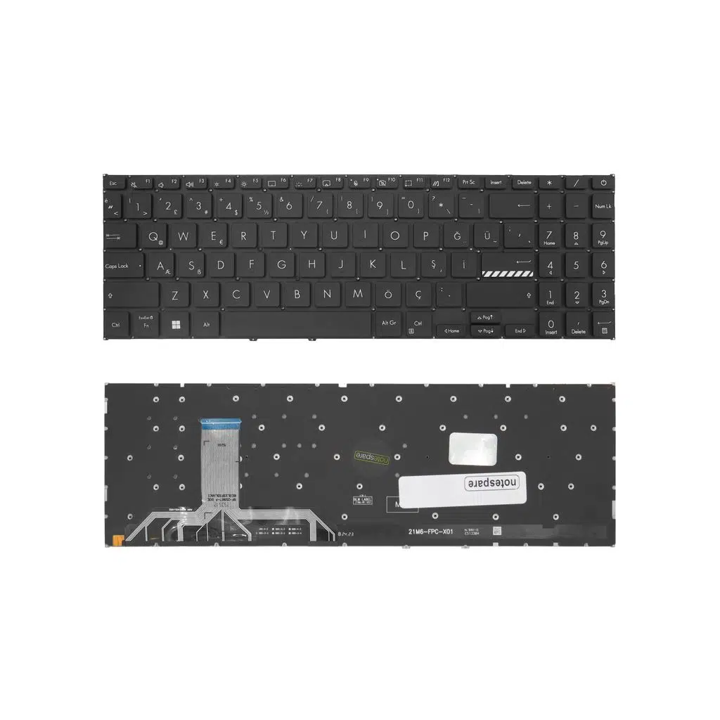 ASUS Uyumlu VivoBook 16X X1605ZA-MB311W Klavye TR - Işıklı Siyah