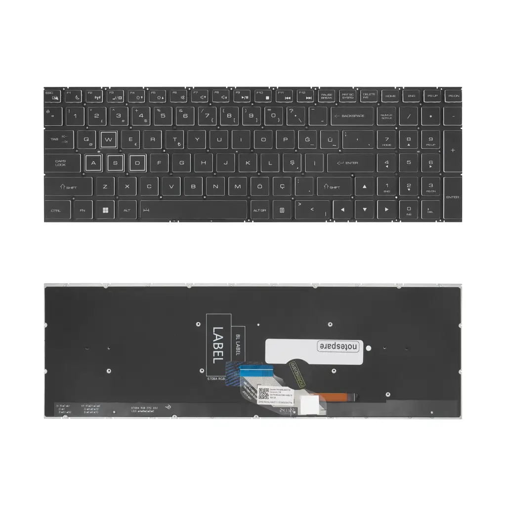 Casper Uyumlu Excalibur G770.1140-BKJ0X-B, G770.1140-BKL0A-B Klavye TR - Işıklı - RGB Aydınlatma