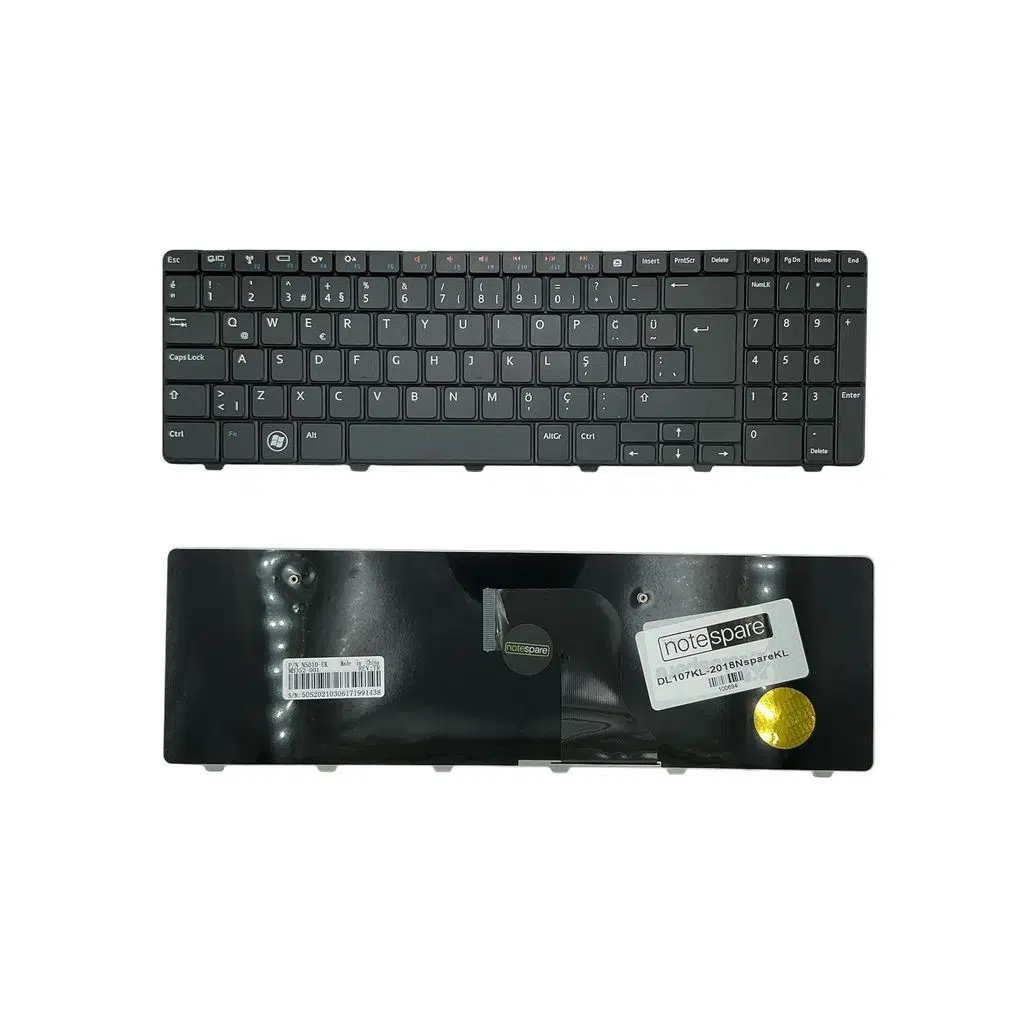 Dell ile Uyumlu 90.4EM07.S, 9Z.N4BSW.A, 90.4EM07.S01, 90.4EM07.S0T Notebook Klavye Siyah TR