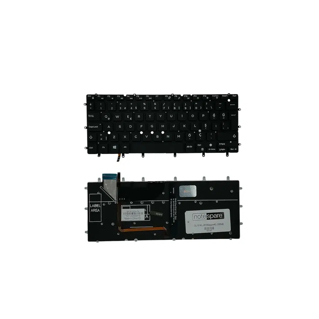 Dell ile Uyumlu Inspiron 04XVX6, 07DTJ4, 7DTJ4, 08FC81, 8FC81 Notebook Klavye Işıklı Siyah TR